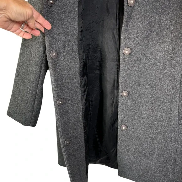 Madewell Women's Grey Coat Size Medium Collarless Car Snaps Wool Blend Heavy - Picture 8 of 10